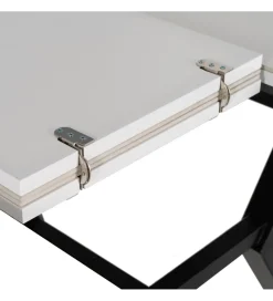 Stół rozkładany JAMEOX 120 cm czarny blat ceramika w optyce marmuru