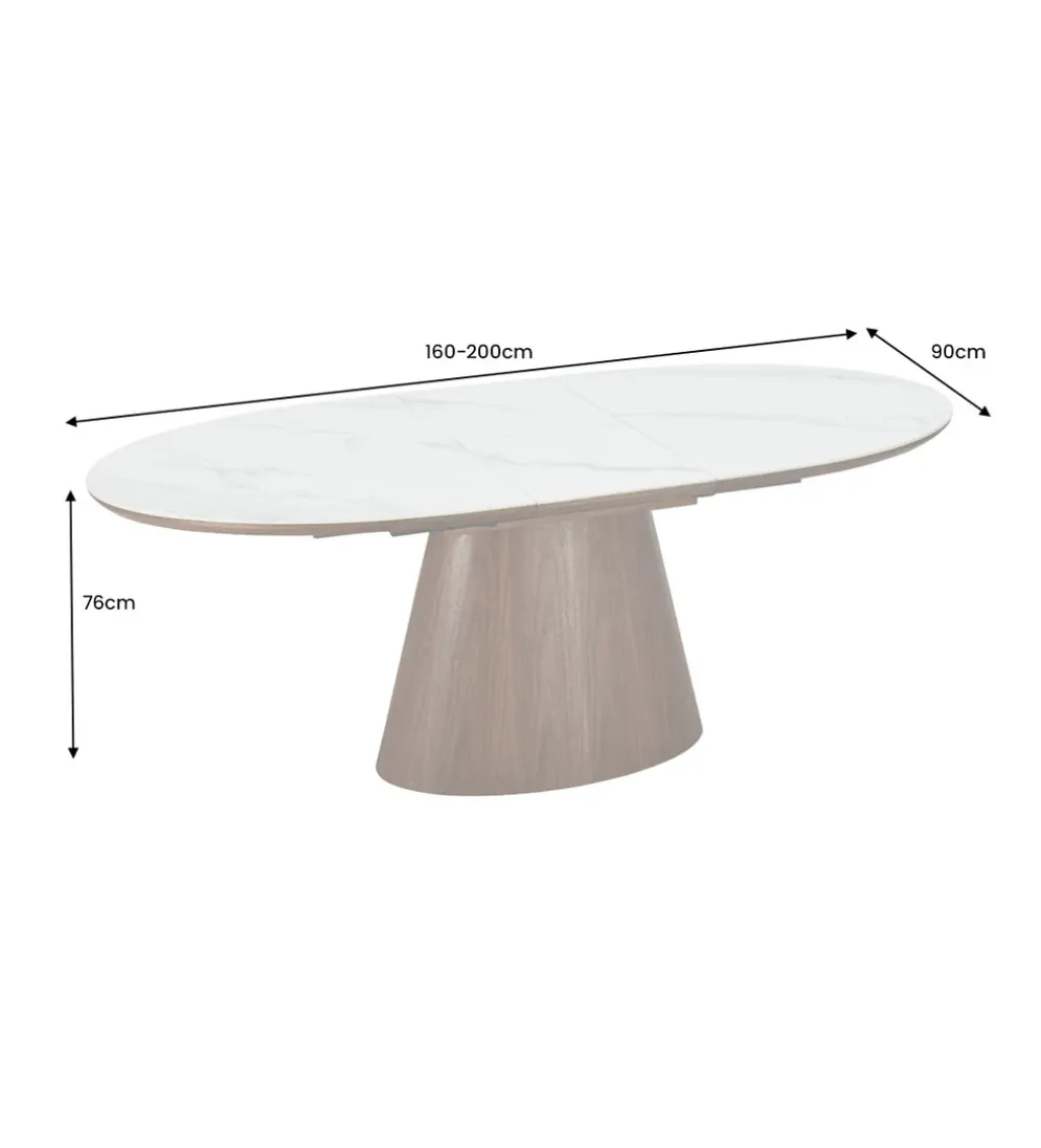 Stół rozkładany UNIQUE od 160 do 200 cm naturalny ceramiczny blat