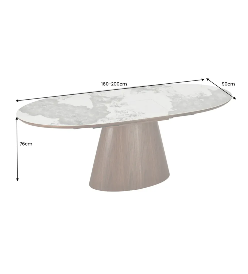 Stół rozkładany UNIQUE od 160 do 200 cm naturalny ceramiczny blat