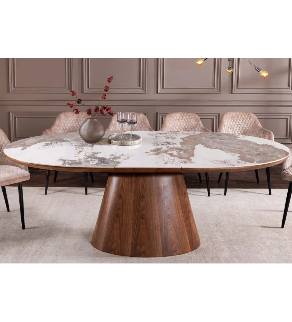Stół rozkładany UNIQUE od 160 do 200 cm naturalny ceramiczny blat