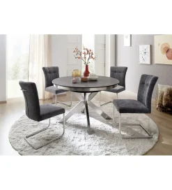 Stół rozkładany WINNIPEG 120 cm - 160 cm antracytowo srebrny