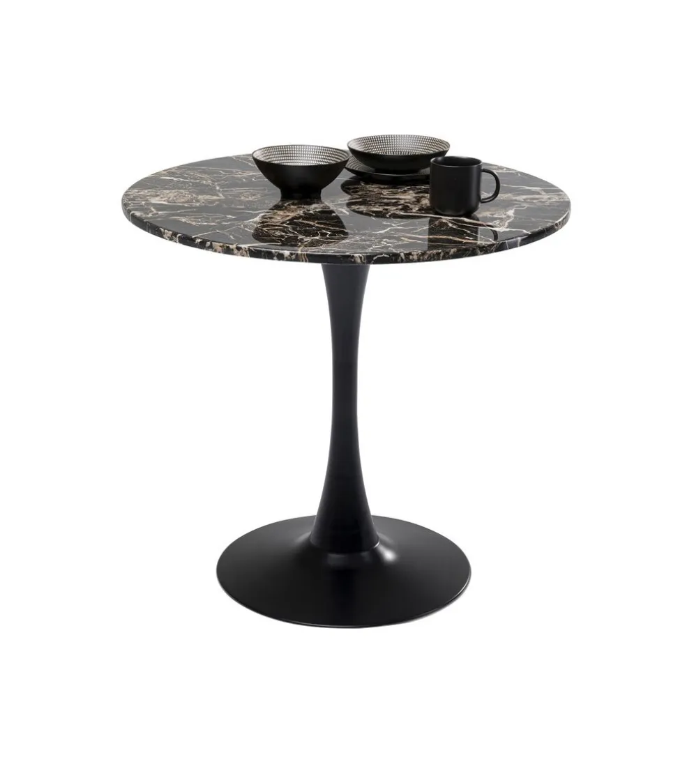 Stół SCHICKERIA 80 cm efekt czarnego marmuru