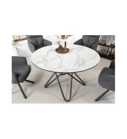 Stół TARANTO 120 cm ceramika w optyce białego marmuru