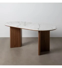 Stół TRANKY 180 x 90 cm ciemno brązowy blat ceramika