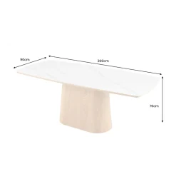 Stół UNIQUE 200 cm drewno dębowe biały ceramiczny blat