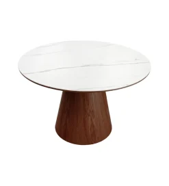 Stół UNIQUE 120 cm drewno orzecha biały ceramiczny blat