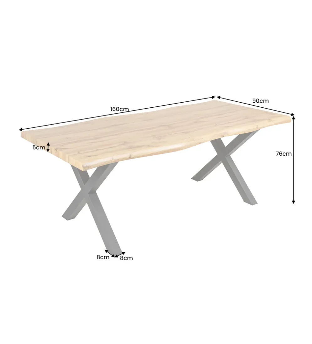 Stół WILD 160 cm nogi X wygląd naturalnego dębu