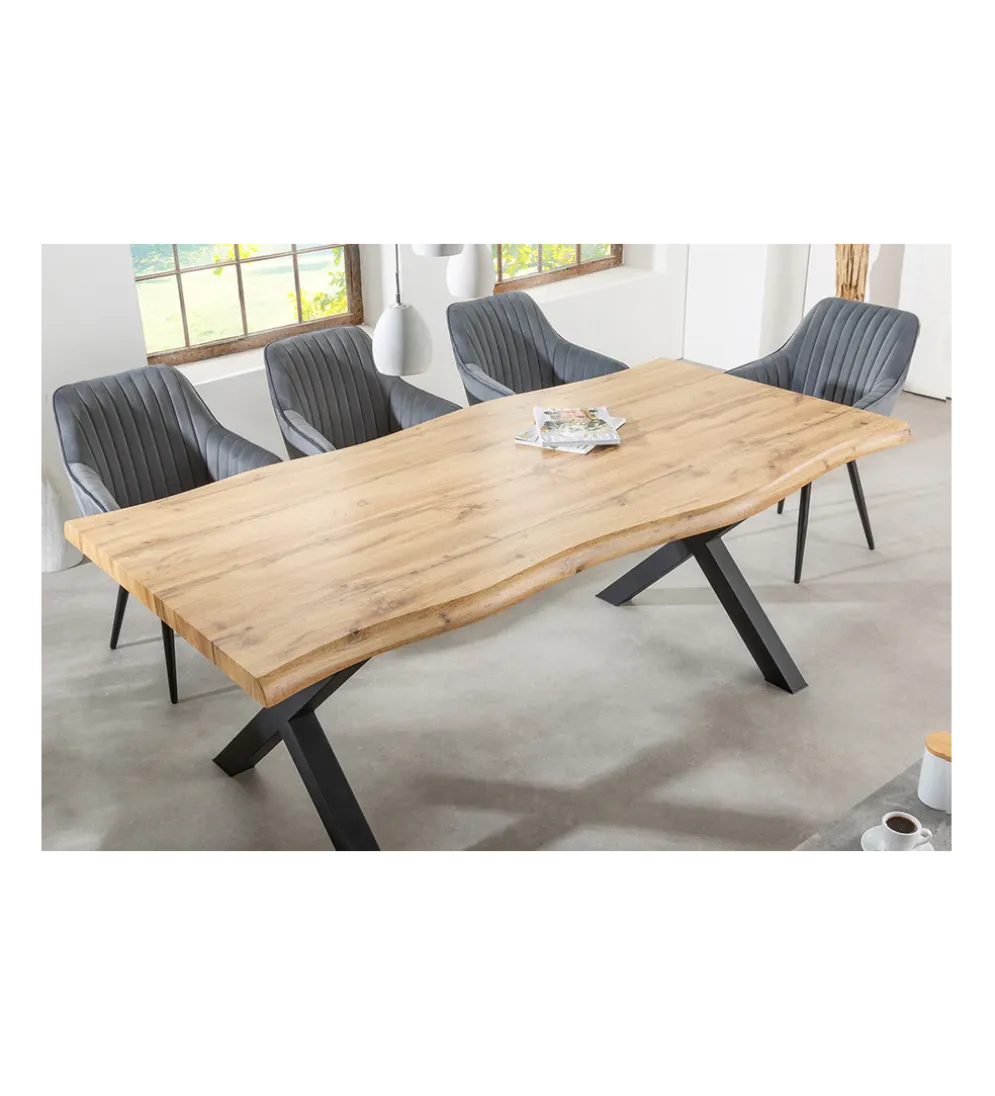 Stół WILD 180 cm nogi X wygląd naturalnego dębu