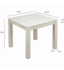 Stół WOHNLING 80 cm drewno mango białe wykończenie