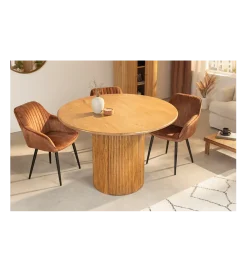 Stół z szafką TRES CHIC 120 cm drewno mango brązowy