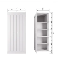 Szafa CONNECT 175 cm drewno sosny biała