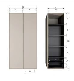Szafa DAILY 200 x 100 cm drewno sosny szara