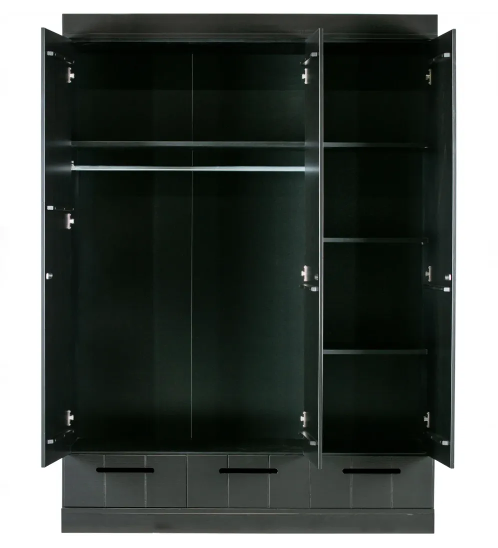 Szafa DRAWER 195 x 140 cm drewno sosna czarna