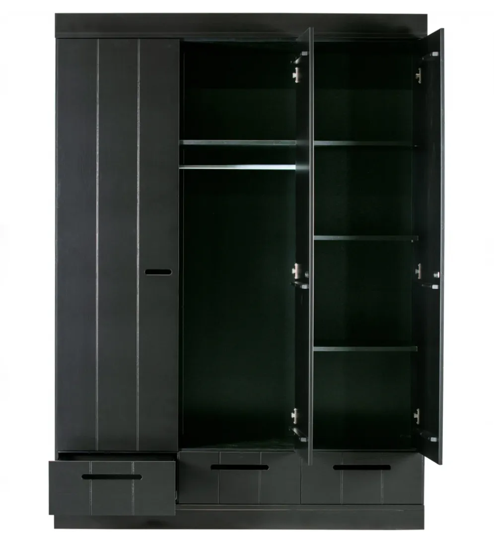 Szafa DRAWER 195 x 140 cm drewno sosna czarna