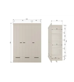 Szafa DRAWER 195 x 140 cm drewno sosna dust