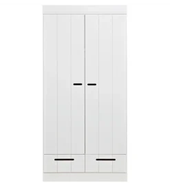 Szafa DRAWER 195 x 94 cm drewno sosna biała