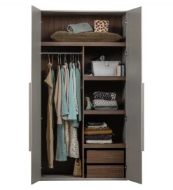 Szafa dwudrzwiowa RENS 110 cm dekor orzechowy szara