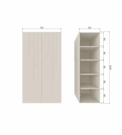 Szafa Japandi z wzorem RAIN 200 cm drewno sosny dust