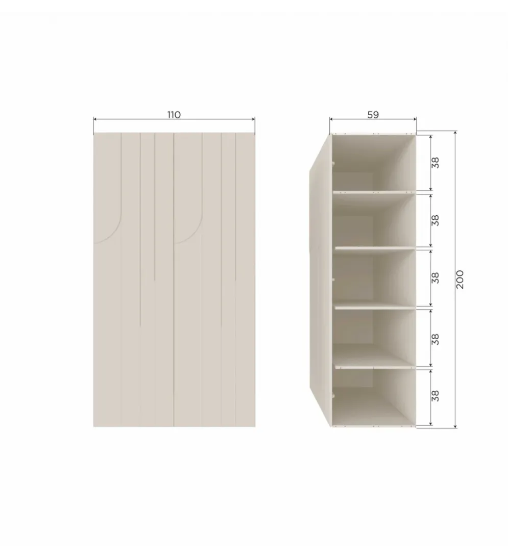 Szafa Japandi z wzorem RAIN 200 cm drewno sosny dust