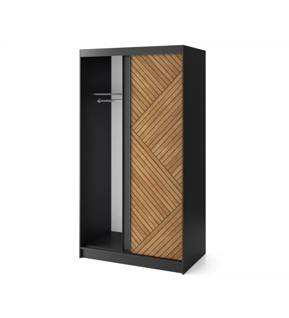 Szafa przesuwna Marrphy II 120 cm czarny/dąb caramel
