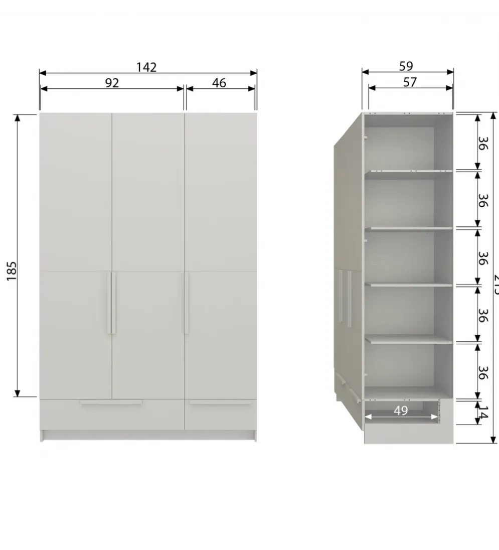 Szafa PURE 215 x 142 cm drewno sosny dust