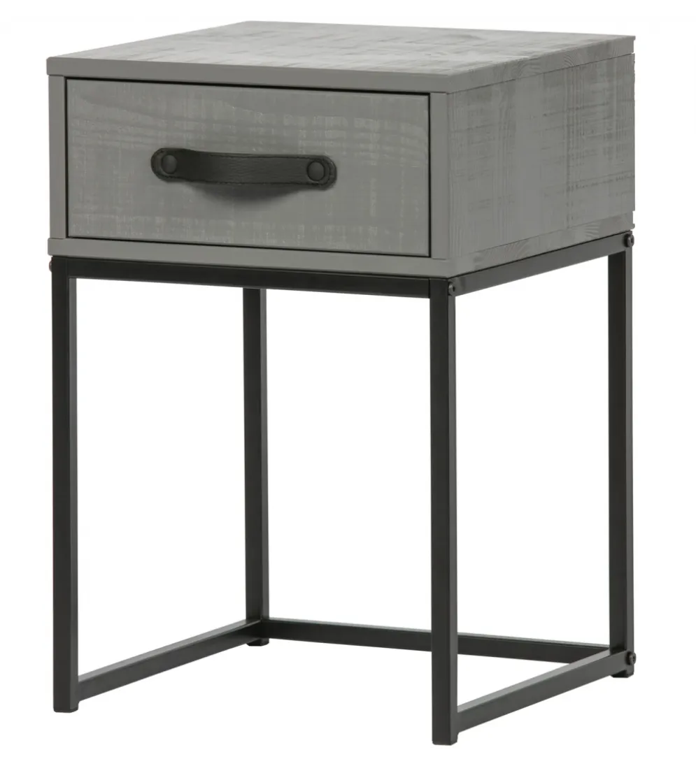 Szafka nocna MORRIS 52 cm drewno sosny szara