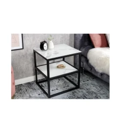 Szafka nocna RAUL 45 cm w optyce białego marmuru