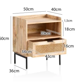 Szafka nocna TONIS 50 cm drewno mango