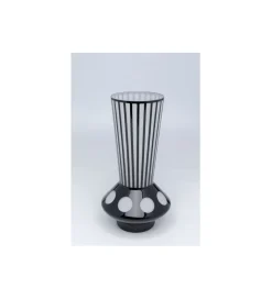 Wazon BRILLAR 40 cm czarno biały szklany