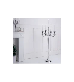 Świecznik 5 - ramienny 120 cm srebrny