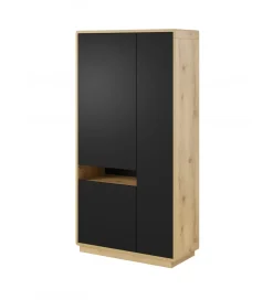Witryna ASTON 92 cm czarna z dodatkiem koloru dąb Taurus