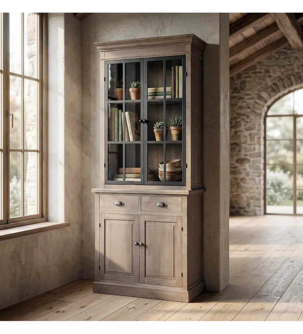 Witryna COTTAGE 135 cm drewno sosny