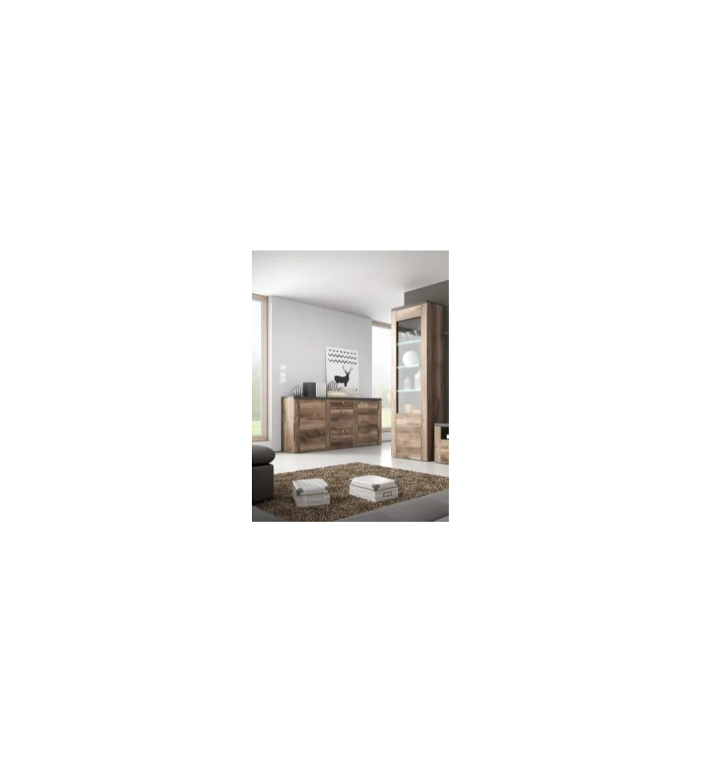 Witryna LARONA 65 Cm O Wybarwieniu Satin Nussbaum z kolorem Touchwood