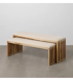 Zestaw 2 ławek BELLAMONTE 115 cm 106 cm drewno teak
