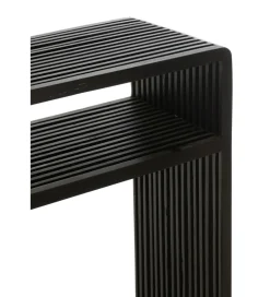 Zestaw 2 konsol SHELFY 130 i 118 cm drewno teak czarna