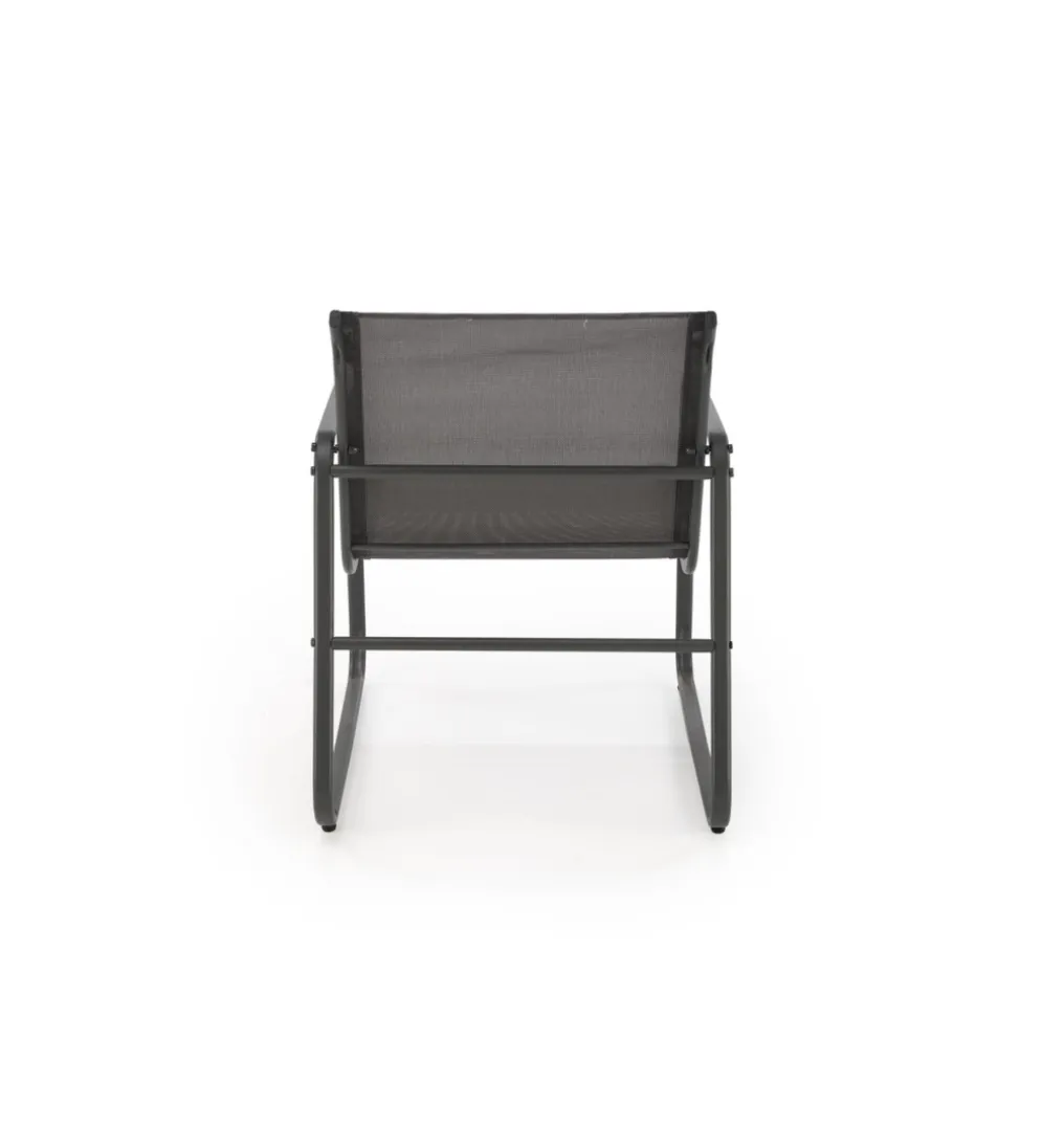 Zestaw ogrodowy CONOR sofa 114 cm dwa fotele 76 cm stolik 75 cm czarno szary