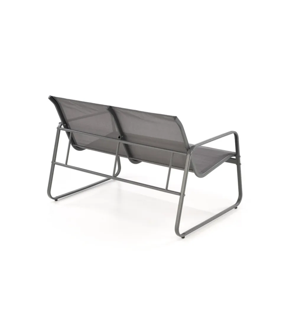 Zestaw ogrodowy CONOR sofa 114 cm dwa fotele 76 cm stolik 75 cm czarno szary