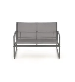 Zestaw ogrodowy CONOR sofa 114 cm dwa fotele 76 cm stolik 75 cm czarno szary