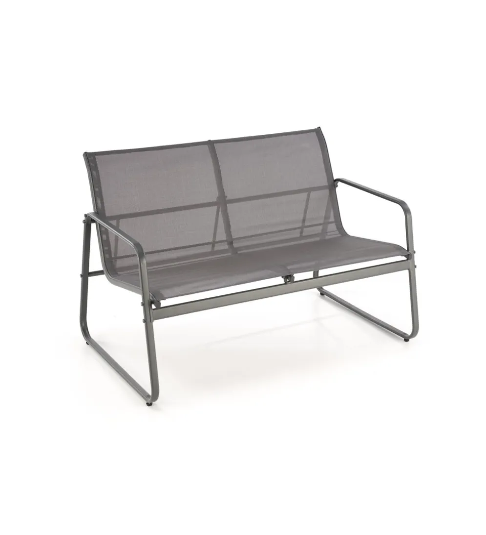 Zestaw ogrodowy CONOR sofa 114 cm dwa fotele 76 cm stolik 75 cm czarno szary