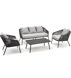 Zestaw ogrodowy ROCCA ciemnoszary - sofa + 2 x fotel + ława