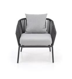 Zestaw ogrodowy ROCCA ciemnoszary - sofa + 2 x fotel + ława