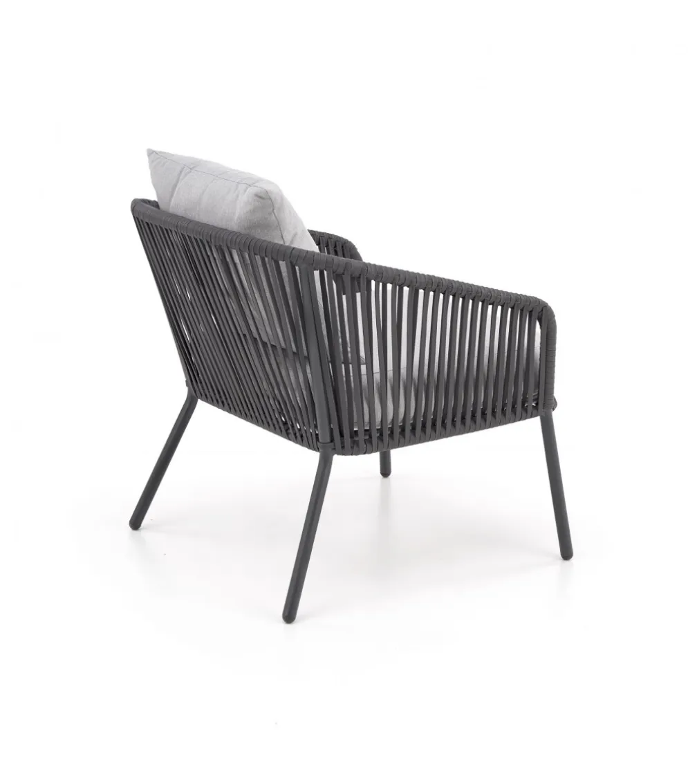 Zestaw ogrodowy ROCCA ciemnoszary - sofa + 2 x fotel + ława