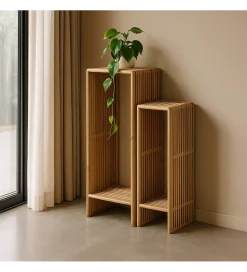 Zestaw 2 regałów BELLAMONTE drewno teak 86 cm 68 cm