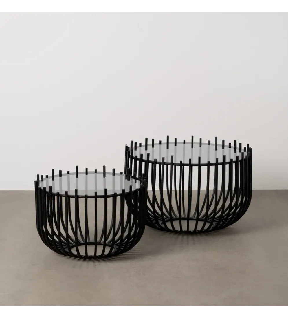 Zestaw 2 stolików kawowych GECMY 68 cm 55 cm czarne