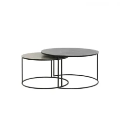 Zestaw 2 stolików kawowych RENGO 61 cm 76 cm antyczny brąz czarny