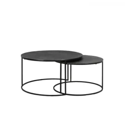 Zestaw 2 stolików kawowych RENGO 61 cm 76 cm czarne