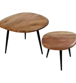 Zestaw 2 stolików kawowych SOBREN 40 i 50 cm drewno mango