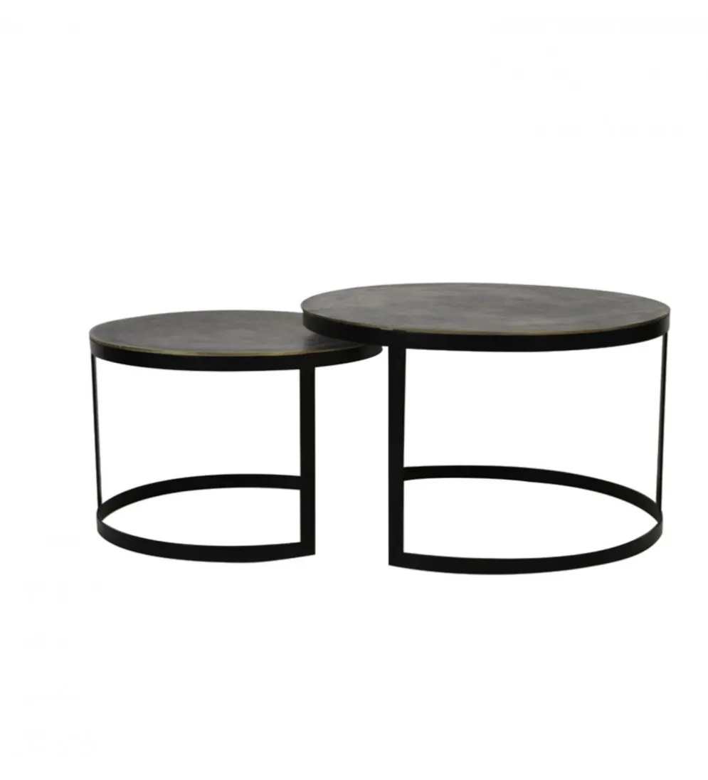 Zestaw 2 stolików kawowych TRELO 62 cm 76 cm antyczny brąz czarny