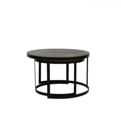 Zestaw 2 stolików kawowych TRELO 62 cm 76 cm antyczny brąz czarny