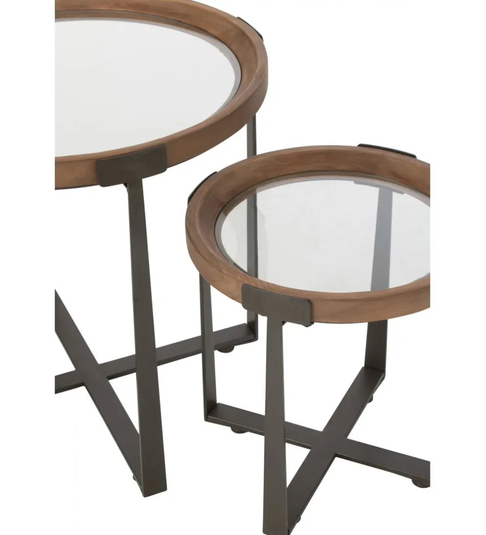 Zestaw 2 stolików kawowych TREMI 60cm 40 cm naturalne szklane